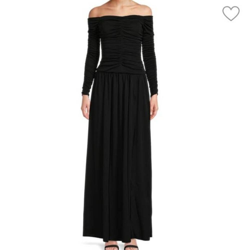 Tanya Taylor ​Marla Rushed Maxi Fit and Flare Dress in Black Size 0 NWT